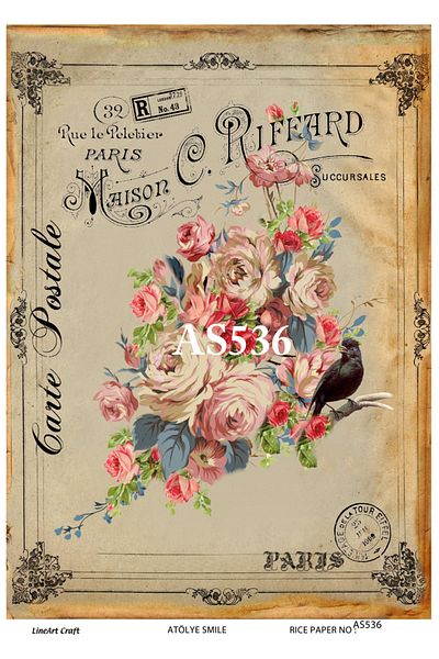 LİNEART Brass Decopage Paper La-as536