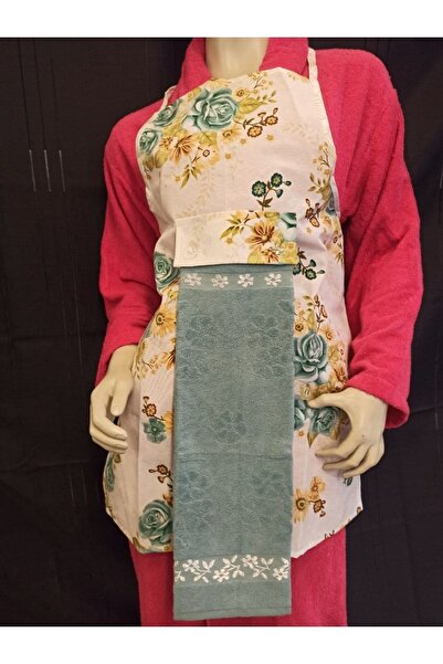 ŞENER HOME مريلة مطبخ مع فوطة - نعناع