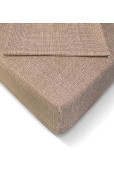ŞENER HOME Cotton Oversized Fitted Sheet 2 Pieces 180X200 cm Clay Cover Brown