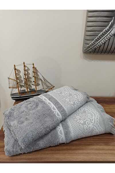 ŞENER HOME Set de baie turcească cu franjuri, 2 piese, prosop de baie și cap ...