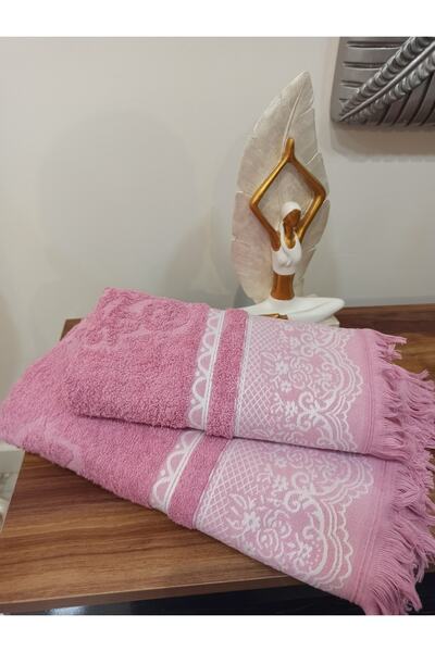 ŞENER HOME Набір для ванної кімнати з 2 рушниками та банним покривалом - рожевий