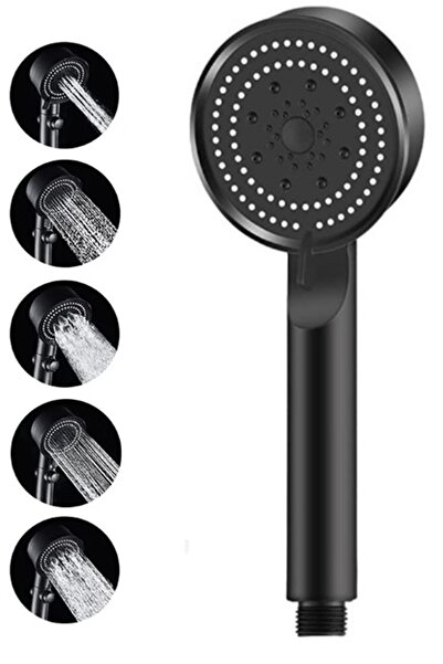 İndirimKap Turbo Fan 5 Fonksiyonlu Su Tasarruflu Duş Başlığı  Siyah