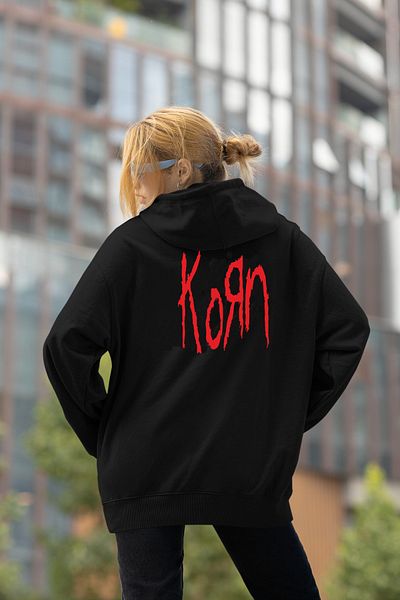 TST TEKSTİL Oversize Unisex Korn Back Printed Hoodie