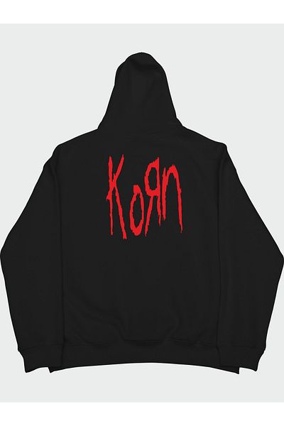 TST TEKSTİL Oversize Unisex Korn Back Printed Hoodie