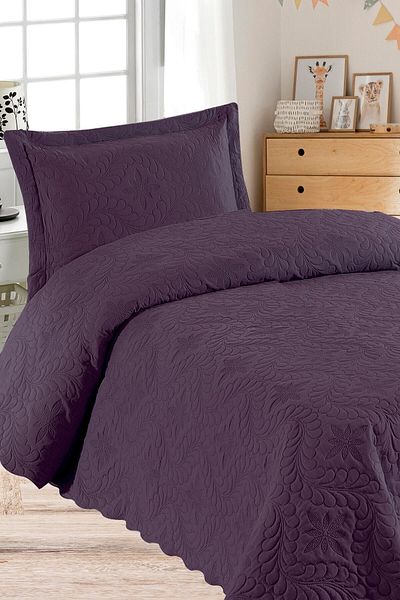 Örtüm Ivy Plum Single Microfiber Quilted Bedspread