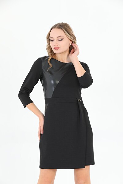 etselements X Modapo Δερμάτινο Λεπτομερές Μίνι Φόρεμα Γραφείου