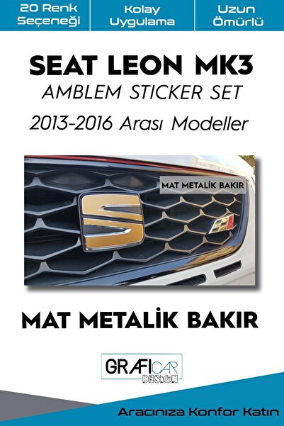 GRAFİCAR Seat Leon Mk3 Amblem Kaplama Sticker Set 2013-2016/makyajsız