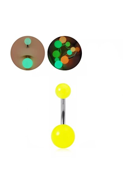 TakıConcept Neon Karanlıkta Parlayan Fosforlu Cerrahi Çelik Göbek Piercing