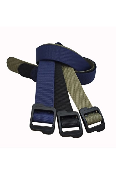 Kemer Dünyası حزام قماشي بإبزيم بلاستيكي مضاد للحساسية، مجموعة من 3 قطع