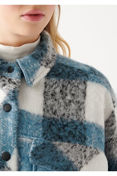 Mavi Kareli Gömlek Oversize / Geniş Kesim 1210298-83183