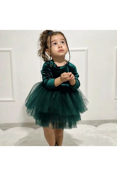 ÇOCUK BUTİĞİM Yeşil Kadife Tütü