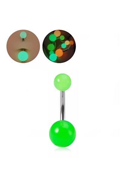 TakıConcept Neon Karanlıkta Parlayan Fosforlu Cerrahi Çelik Göbek Piercingi
