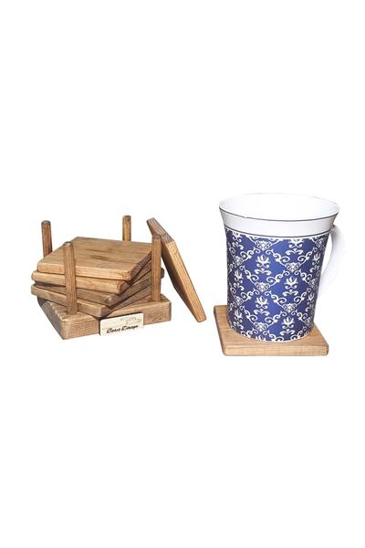 Barış Dizayn Doğal Ahşap Premium Standlı Bardak Altlığı Fincan Altlığı Çay Ta...