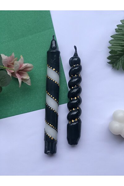 Elif Design 2 Li Gold Detaylı Yılbaşı Mum Seti / Mum Seti / Desenli Mum / Noe...
