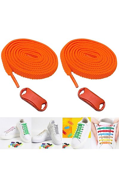 ipekbazaar Takbırak Elastic Shoelaces, Laceless Smart Laces, Orange