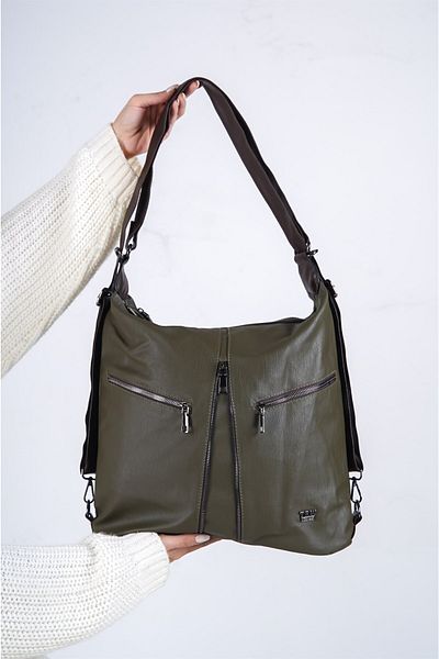 Solo Bag Πράσινο μαλακό δέρμα τόσο μπράτσο όσο και σακίδιο πλάτης