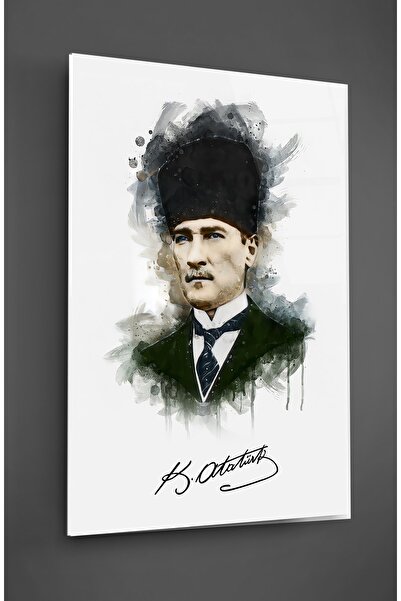 TAULART Pictură pe sticlă cu autograful Ataturk