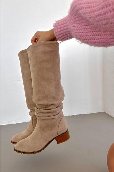 selinshoes Γυναικείες μακριές καουμπόικες μπότες Conroy Mink Suede