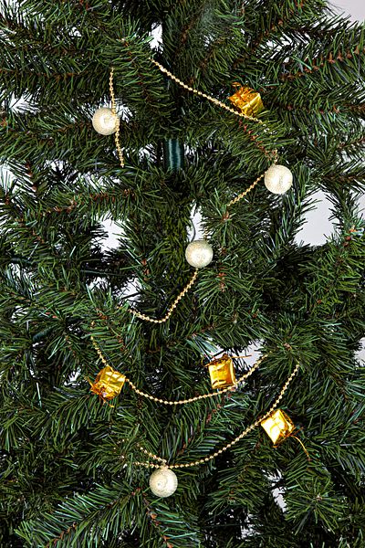 Waldern Christmas Pine Tree Chain Ornament Gift Package - Cici Ball 120cm Gold