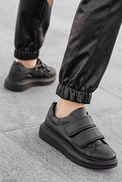 BOUIS Women's Black Banded Daily Faux Leather Stylish Sneaker Comfort Sole Soft Lightweight Sports Shoes