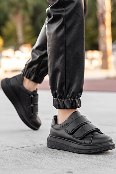 BOUIS Women's Black Banded Daily Faux Leather Stylish Sneaker Comfort Sole Soft Lightweight Sports Shoes