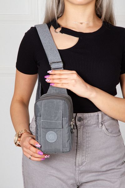 Newish Polo Γυναικεία γκρι τσάντα σώματος Alva Phone Crinkle