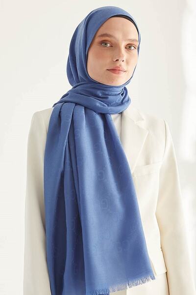 LOSYANA Şal din bumbac jacquard cu model G Indigo