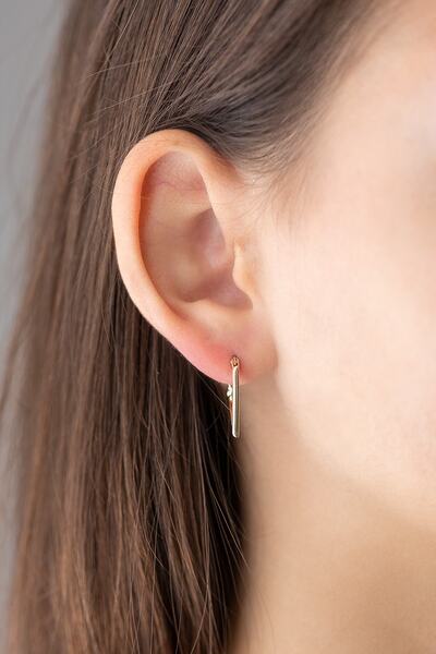 Uşaklıhafız 1945 14 Ayar Altın Küçük Boy Geometrik Üçgen Model Küpe