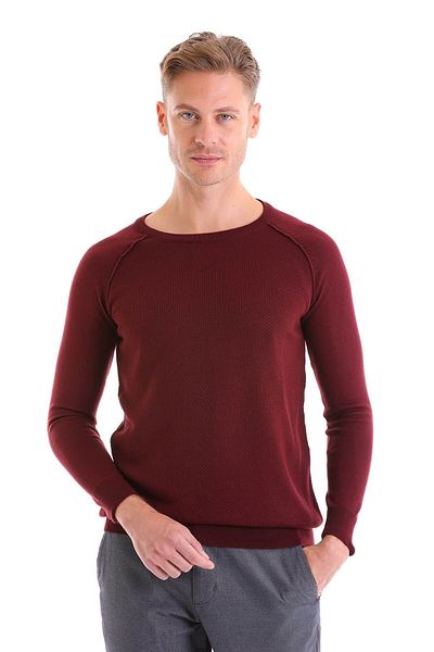 Hatemoğlu Pulover din tricot din lână, cu model, roșu Claret, cu croiala normală