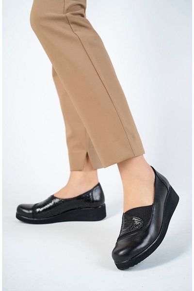 Deripabuc Genuine Leather Black Women's Leather Casual Shoes Crz-0112