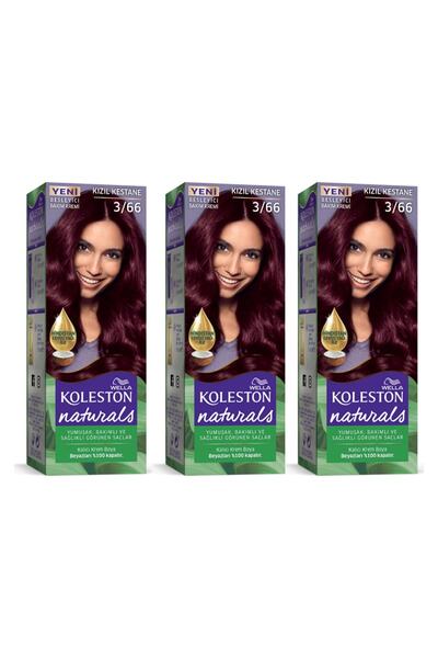 Wella Koleston Naturals Saç Boyası 3/66 Kızıl Kestane 3 Adet