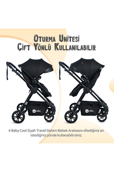 4KİDS Cool (seyahat) Sistem Bebek Arabası Travel Sistem Bebek Arabası Puset Siyah