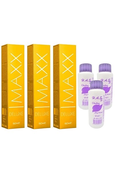 MAXX DELUXE Tüp Boya 6.3 Koyu Kumral Dore 60 Ml 3 Adet+3 Adet Oksidan