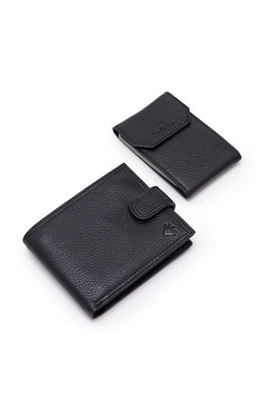 Eminsa Black Floter Leather Men's Wallet with Clip