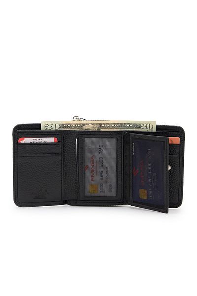 Eminsa Black Genuine Leather Women's Wallet