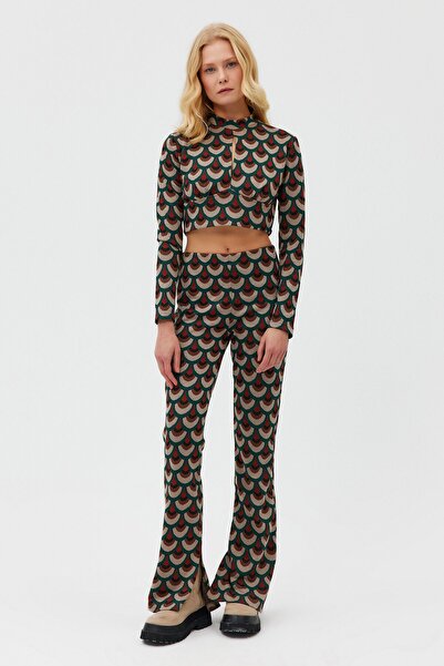 Açelya Okcu Cut Out Patterned Knitted Trousers Top and Bottom Set