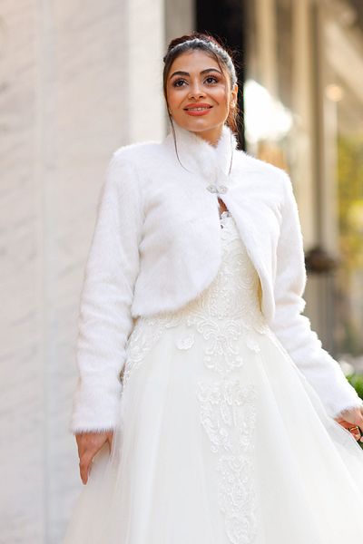 Turkuaz Νυφικό Etol, Γούνα, Παλτό, Μακρυμάνικο Etol Off White