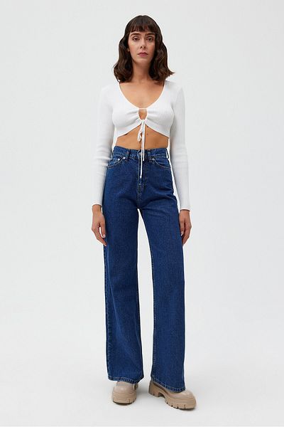 Açelya Okcu Lace-up Corded Crop Knitwear Cardigan