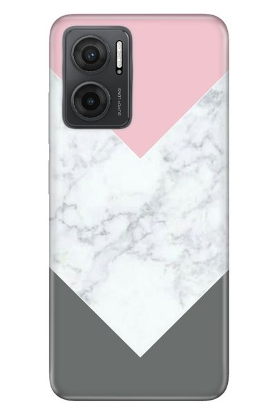 Cekuonline Xiaomi Redmi 10 5g Case 0.4mm Silicone Patterned White Gray Marble