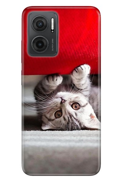 Cekuonline Xiaomi Redmi 10 5g Case 0.4mm Silicone Patterned Hide and Seek Cat