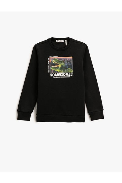 Koton Dinosaur Printed Sweatshirt Crew Neck