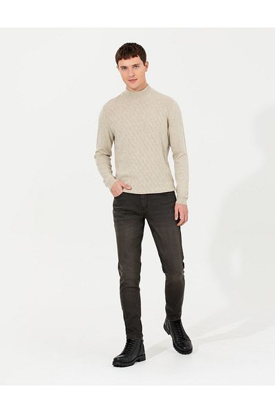 Pierre Cardin Ανδρικό παντελόνι Anthracite Slim Fit - Κανονική μέση και πόδια Meusa