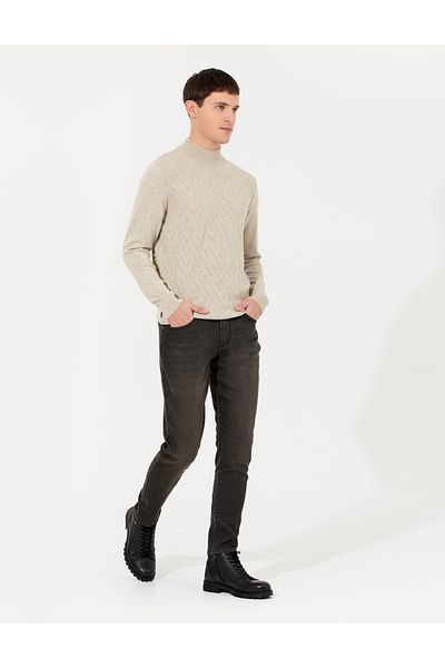 Pierre Cardin Ανδρικό παντελόνι Anthracite Slim Fit - Κανονική μέση και πόδια Meusa
