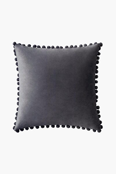 Bc Home Antrasit Minik Ponponlu Yumuşak Dokulu Kare Kırlent Kılıfı Iskandinav...