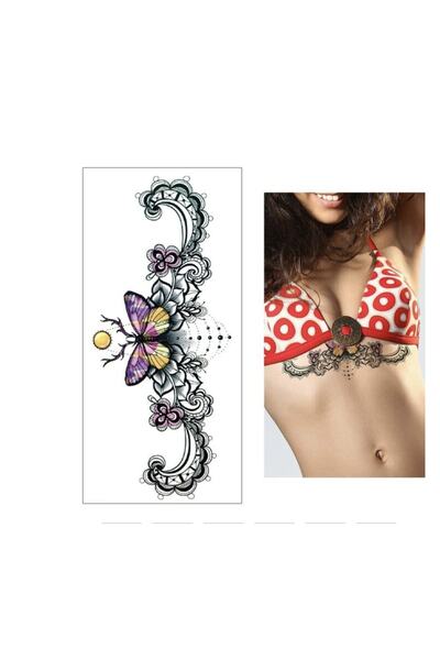 HelloBeautiful Tatto Su Geçirmez Geçici Dövme Çiçekler Vücut Sanatı 19*9cm