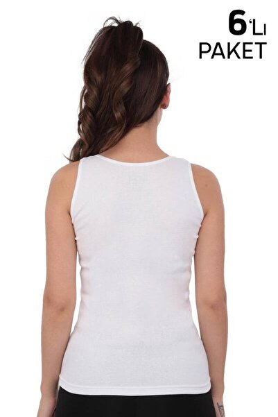 Tutku Ribbed Wide Strap Women's Athlete 136 Pack of 6 | White