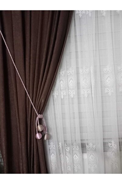 Üçbey 4 Toplu Fon Perde Toplama Aparatı Kornise Takmatik Vizon-pembe Tavan Braçolu