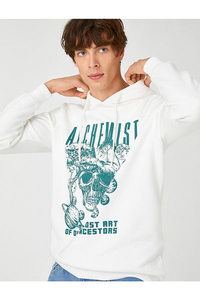 Koton Kapuzenpullover mit erhöhtem Totenkopf-Aufdruck