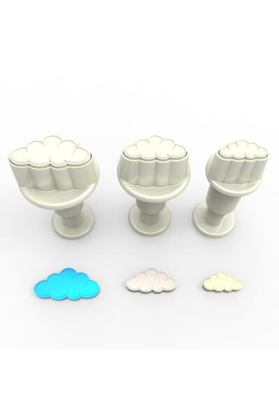 Butedo Bulut Mini Basmalı Enjektörlü Kopat Kurabiye Kalıbı – 3'lü