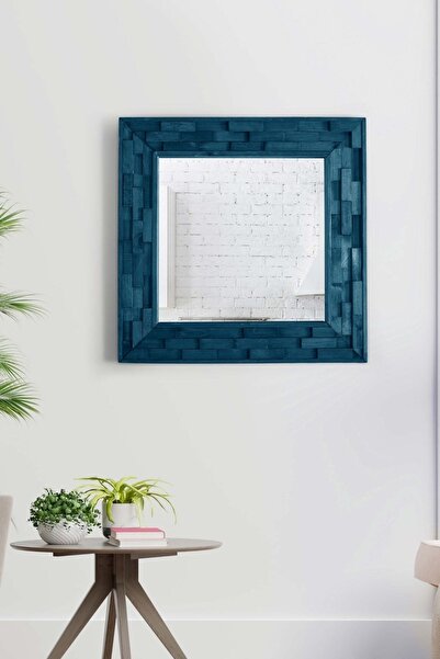 Resmo Jenga Mavi Doğal Ağaç Masif 58x58 Cm Tahta Parçacıklı Salon Ofis Mutfak...